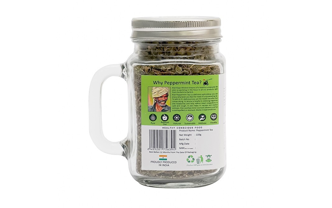 Kiwi Kisan Window Peppermint Tea    Glass Jar  100 grams